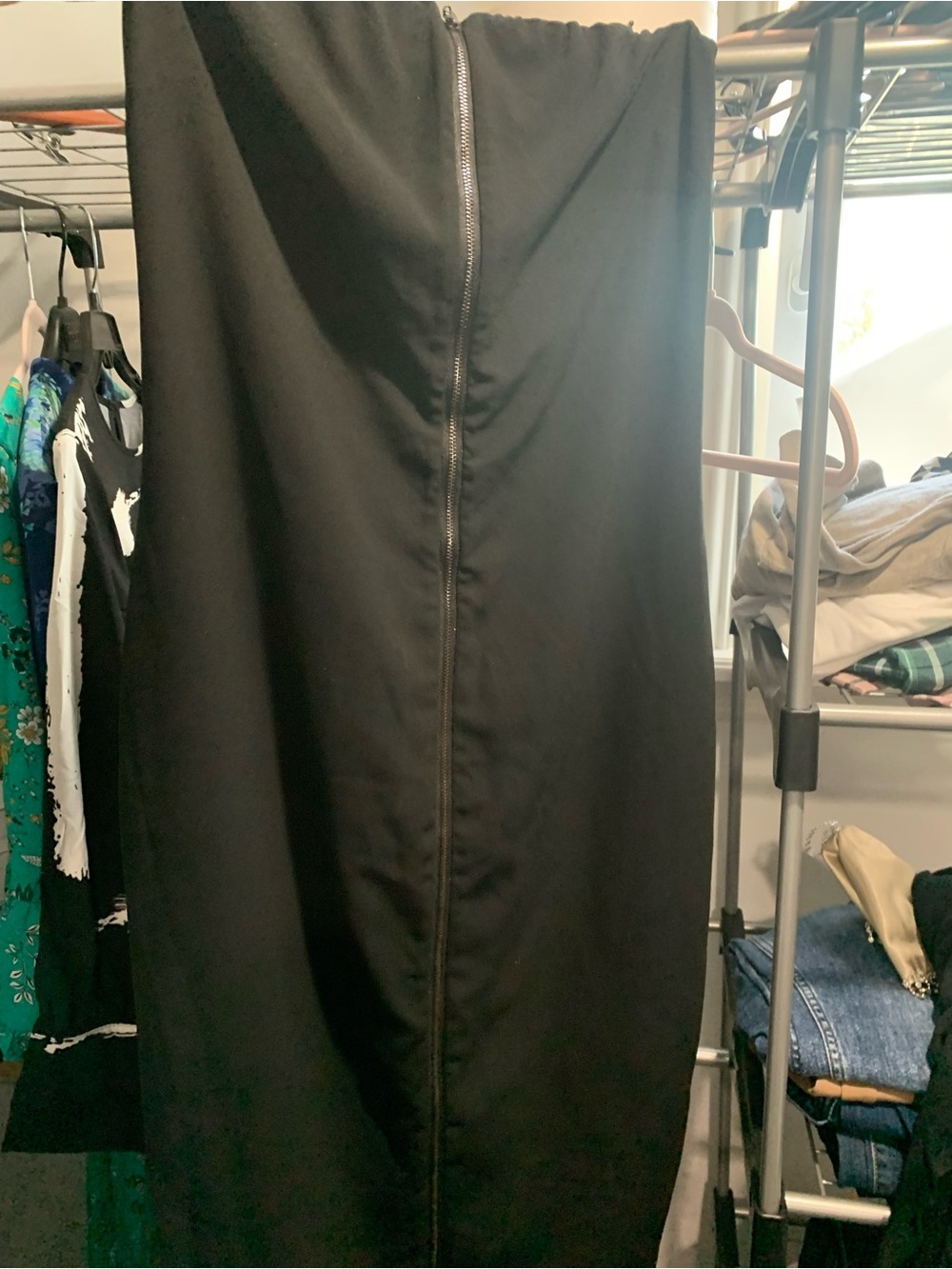 Guess Black Strapless Midi with Back Zipper Detail